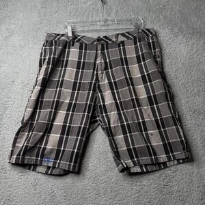 Vintage Ampufy Shorts Men's 36 Black and Gray Plaid Casual
